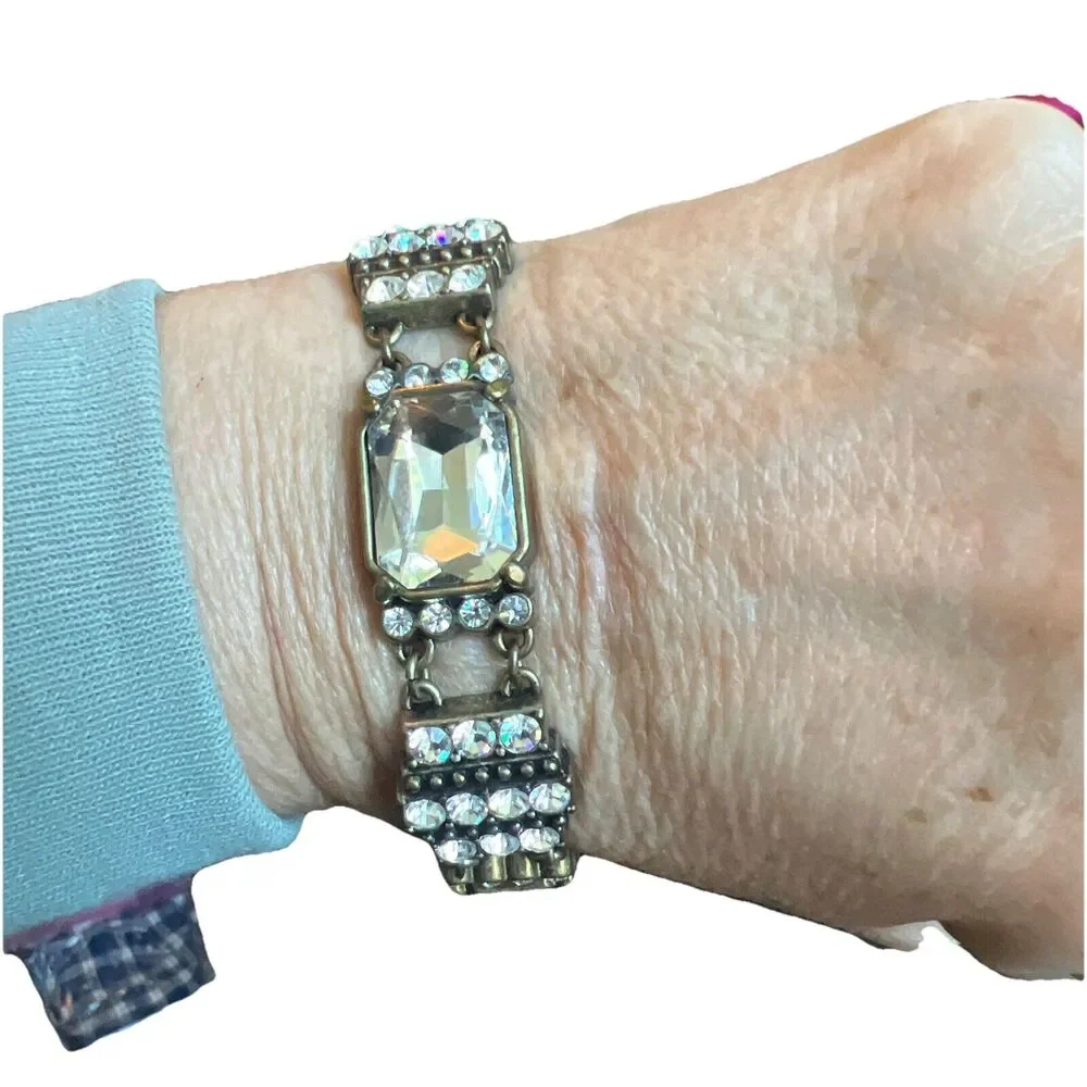 Lia Sophia Bracelet Large & Small Rhinestones‎ Stretch Clasp Dressy Casual